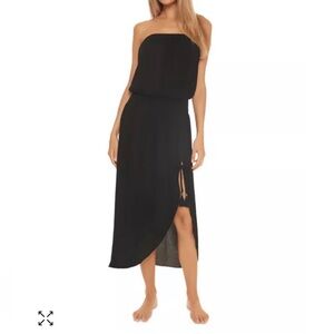 Becca Bandeau Black Strapless Dress Coverup - Black
